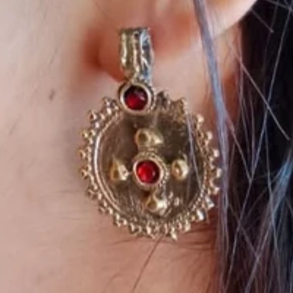 Pearls and Beads Jewelry Set, Handmade Coins Jewelry Set With Glass Stones, - Picture 5 of 12